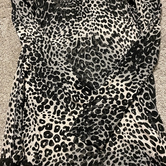 Express Sheer Scoop Neck Top. Animal print. Size Large. - Picture 9 of 12